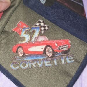 Vintage Corvette Menswear 57 Corvette C1 Logo Graphic Tie — Navy & Red Car Print